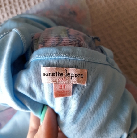 Nanette Lepore Blue Dress with Floral Accents. 3T - Picture 8 of 10